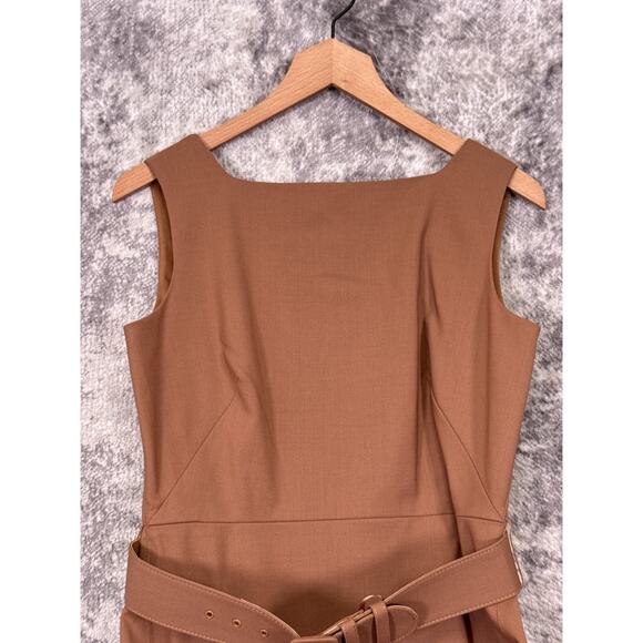 MM LaFleur Dress 2 Womens Cynthia Dress Washable Wool Twill Brown Camel - Picture 2 of 8